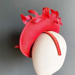 red teardrop sinamay hat